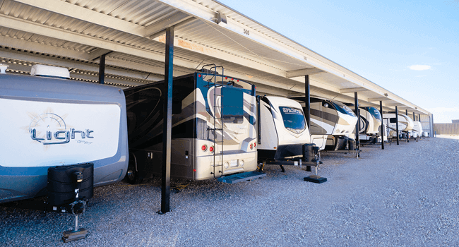 Canopy storage for RVs and boats at 130th & University