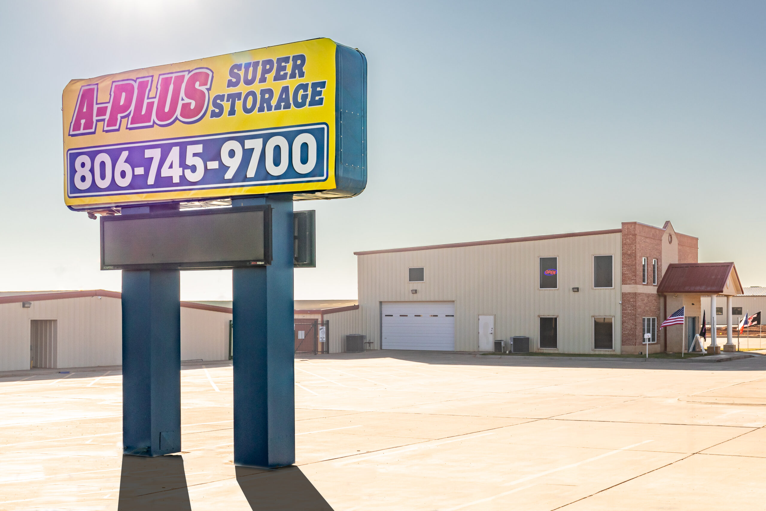 A Plus Super Storage at 120th & Indiana in Lubbock.